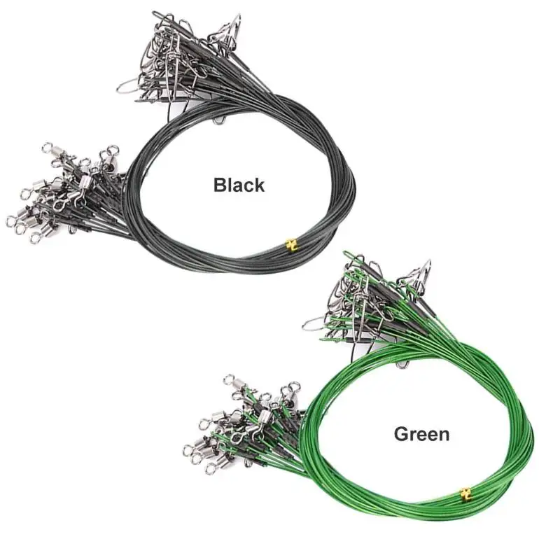 10pcs/set Anti-bite 50cm 150lb Front Conductor Fishing Line Fishing Gear Deep Sea Areas Sea Fishing Boat Fishin Green Black