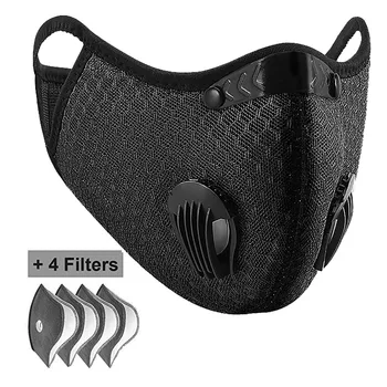 

1pcs Reusable Bike Face Cover With 4pcs Filter Unisex Dust Outdoors Breathable Mouth Sports Protection Cover Filter mascarilla