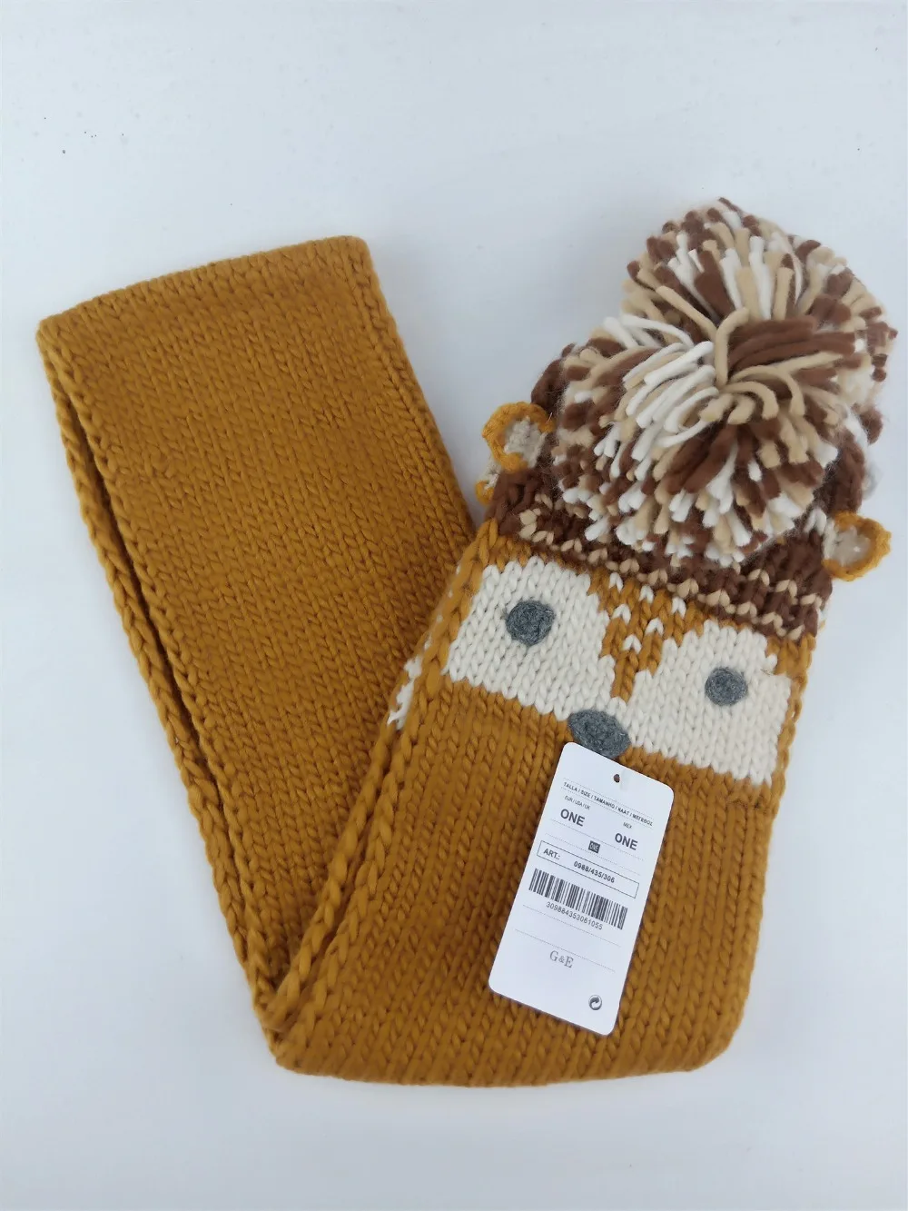 new winter warm animal design fox style knitted hat and scarf sets for baby boy girls kids children