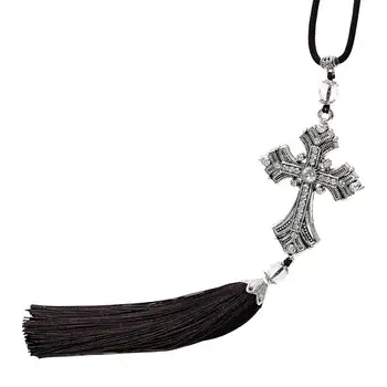 

Rhinestone Cross Jesus Christian Car Rear View Mirror Hanging Pendant Decor