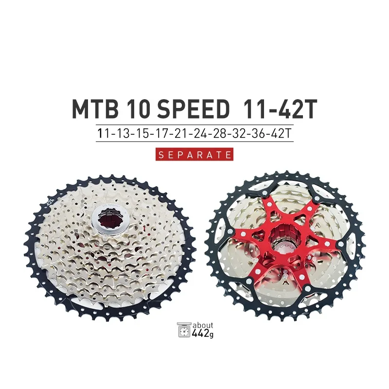 10S 11-42T MTB 10 11 12 скоростная кассета с широким соотношением свободного хода Звездочка для горного велосипеда 11-40T 42T 46T 50T совместима с Shimano Sram sunracing - Цвет: 10S 11-42T