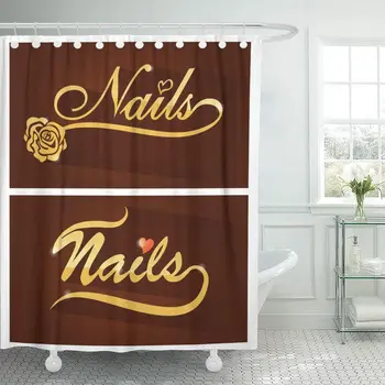 

Luxury Red Rose Nails Saloon Symbol Girl Manicure Salon Shower Curtains Sets with Hooks 72 x 72 Inches Waterproof Polyester