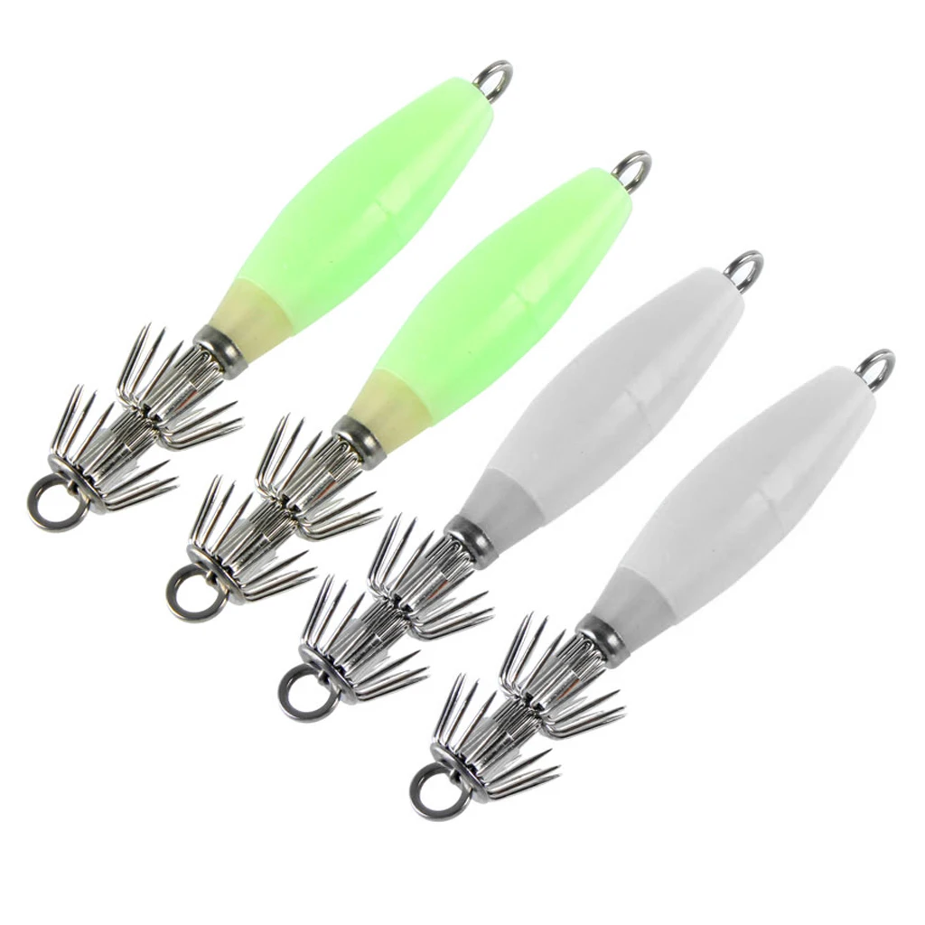 4pcs Squid Jigs Fishing Lures Hard Baits Saltwater Bass Jig Hook 2 Colors