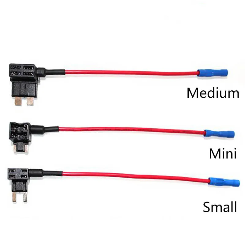 12V MINI SMALL MEDIUM Size Car Fuse Holder Add-a-circuit TAP Adapter with 10A Micro Mini Standard ATM Blade Fuse