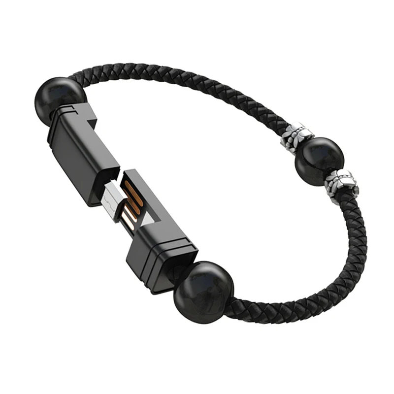 

Портативный зарядный кабель с кожаным браслетом, Usb-кабель Type-c, для Apple, мобильный телефон, быстрая зарядка данных для Iphone, Micro-шнур типа C