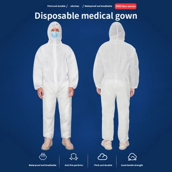 

Disposable Antibacterial Plastic Closures Isolation Suit Protective Clothing Dust-proof Waterproof Coveralls Antistatic