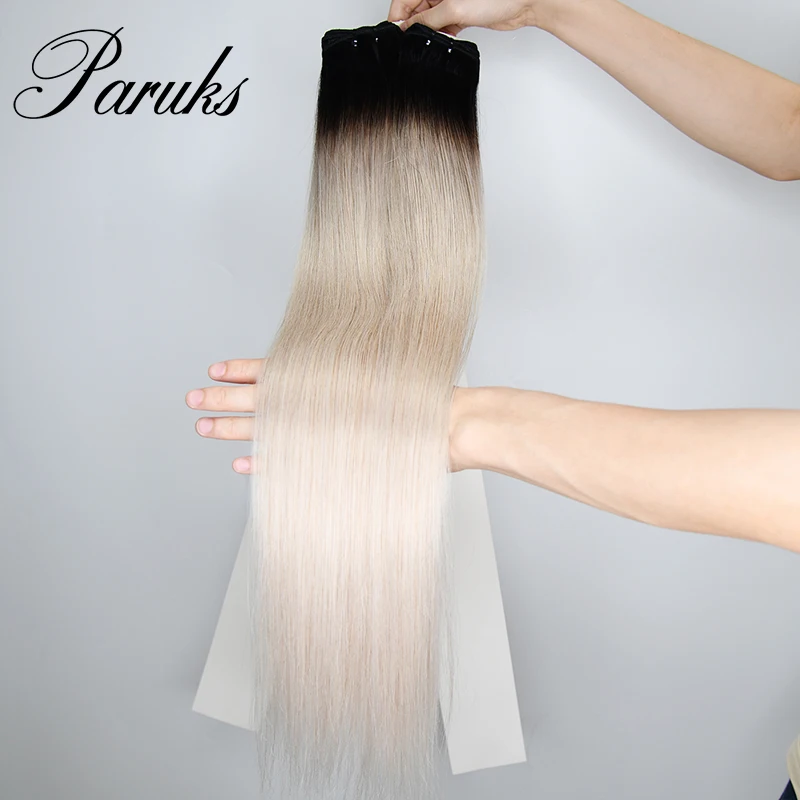 Paruks T1B/Grey 1/3/4 Brazilian Hair Bundle Straight Weave 100% Human Virgin Hair Bundles Remy Human Hair Weft 16-24 inch