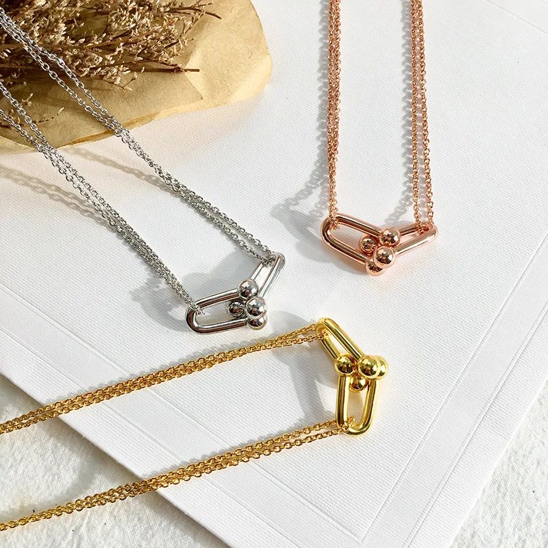 

Timeless Wonder Brass Geo U Linked Chains Choker Necklace Women Jewelry Punk Gothic Top Trendy Boho Brand Rose Silver Color 2523