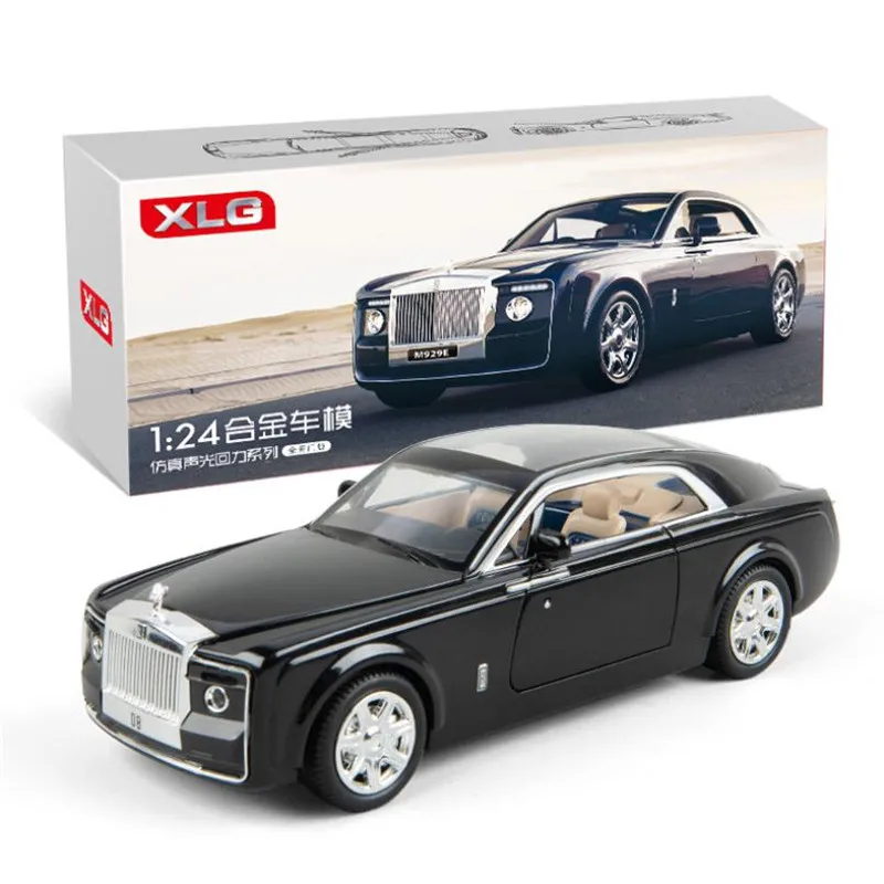 1/24 Diecasts& Toy Vehicles Rolls-Royce Sweptail модель автомобиля со звуком и светом коллекционная машинка игрушки для детей подарок brinquedos - Цвет: black with box