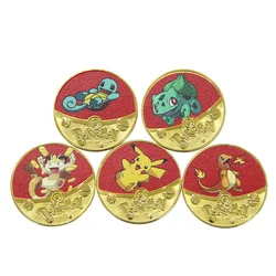 Dibujos animados de Metal, Anime japonés, Pokémon de Color, serie Pikachu, monedas conmemorativas, monedas de oro personalizadas