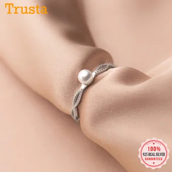 

Trustdavis Real 925 Sterling Silver Fashion Hollow Cross Pearl Finger Rings For Women Wedding Party Fine S925 Jewelry DS1126