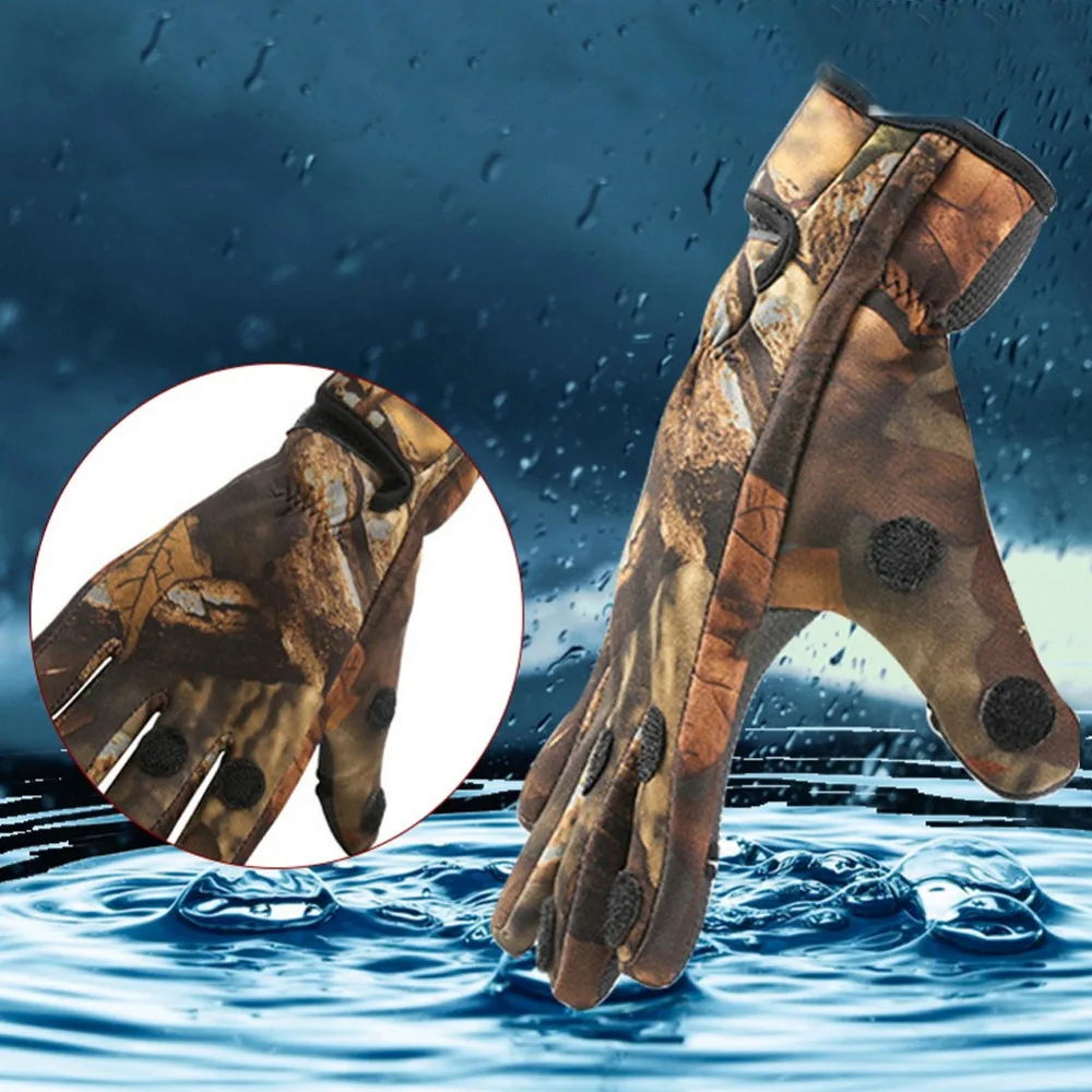 Нескользящие Зимние перчатки для рыбалки ветрозащитные водонепроницаемые дышащие Теплые профессиональные перчатки для подледной рыбалки с 3 пальцами