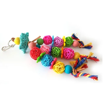 

Bite Rattan Swing Cage Bird Pet Parrot Decoration For Parakeet Perch Colorful Chew Toy Playing Accessories Budgie Random Color