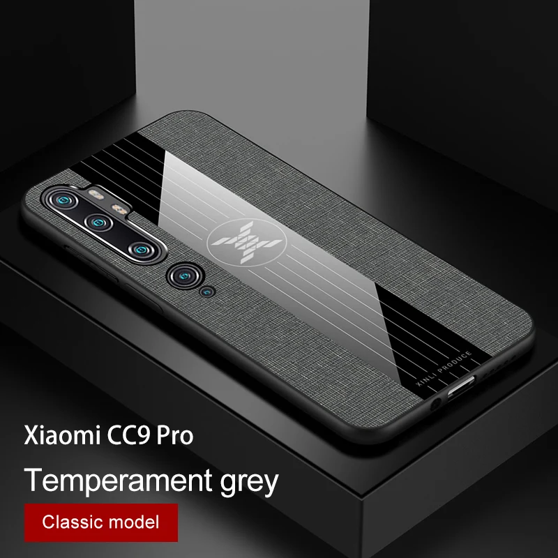 Grey No Ring Чехол для телефона для Xiaomi Mi Note 10 Pro, чехол, магнитное кольцо, держатель, Твердый Чехол, мягкая ткань, тканевый чехол для Xiaomi Mi Note 10 - Цвет: Grey No Ring