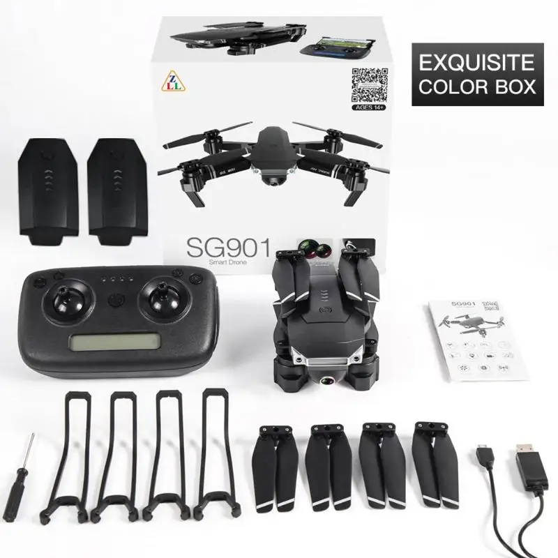 SG901 бесщеточный 1080P WiFi FPV камера RC игрушка Дрон w/двойной цвет батареи коробка в режиме реального времени видео контроль скорости Квадрокоптер складной