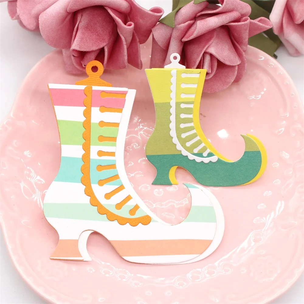 KSCRAFT Witch Boots Halloween Tags Metal Cutting Dies Stencils for DIY Scrapbooking Decorative Embossing DIY Paper Cards