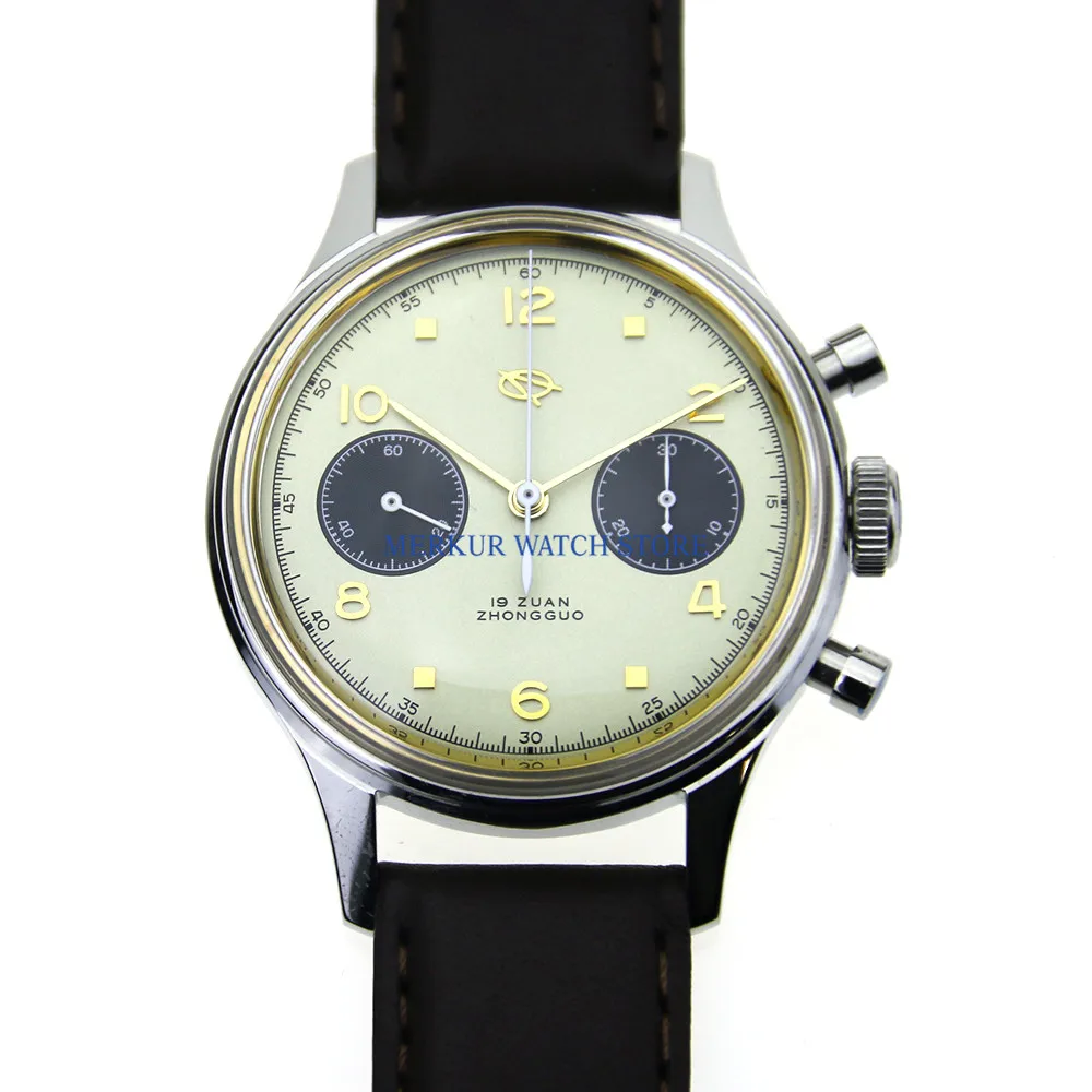 

Red Star Mechanical Chronograph For Seagull 1963 ST1901 Movement Mens Pilot Watch Flieger B-UHR Handwinding Military Panda Blue
