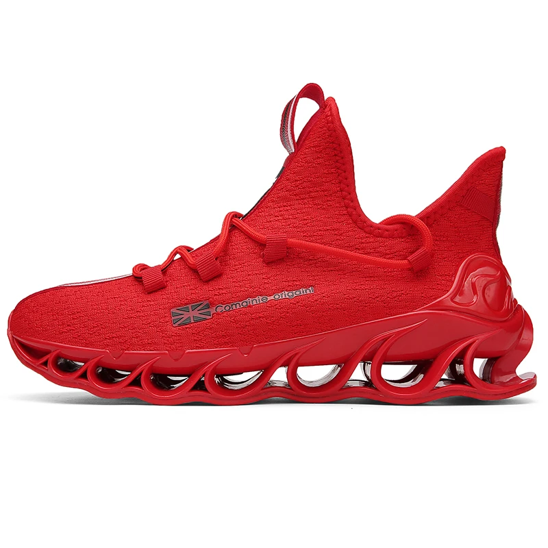 Мужские кроссовки для бега, амортизирующие кроссовки для мужчин, дышащая спортивная обувь, уличные спортивные кроссовки для тренировок, прогулок - Color: red
