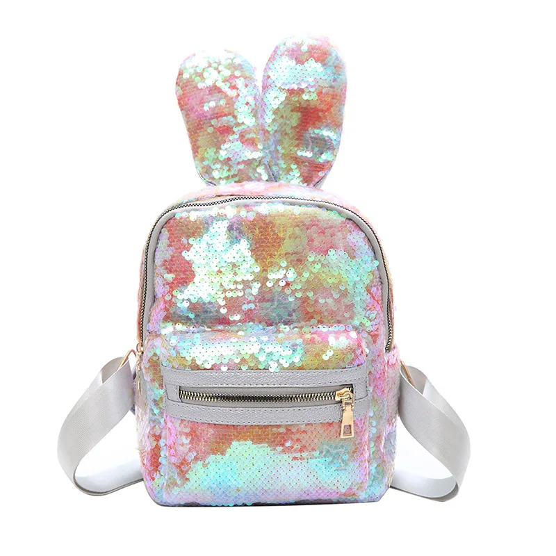 

Children Scale Backpack Parent And Child Pearl Fritillary Symphony Gloss Flipping Sequin INS GIRL'S Rabbit School Bag