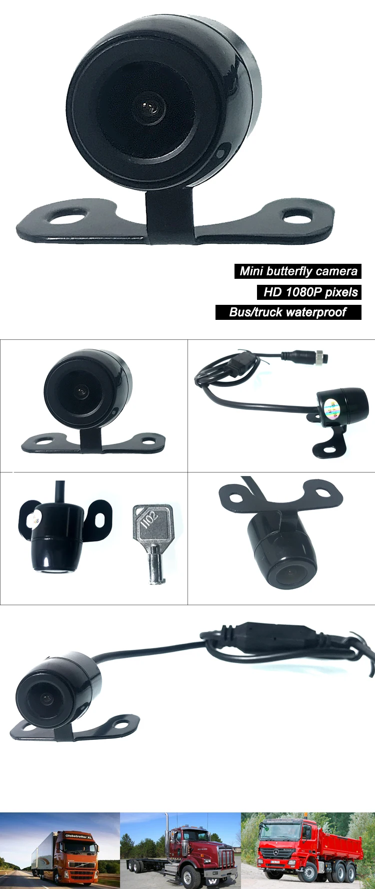 HYFMDVR AHD 1080P Two million pixels wide view angle waterproof truck backup camera PAL / NTSC