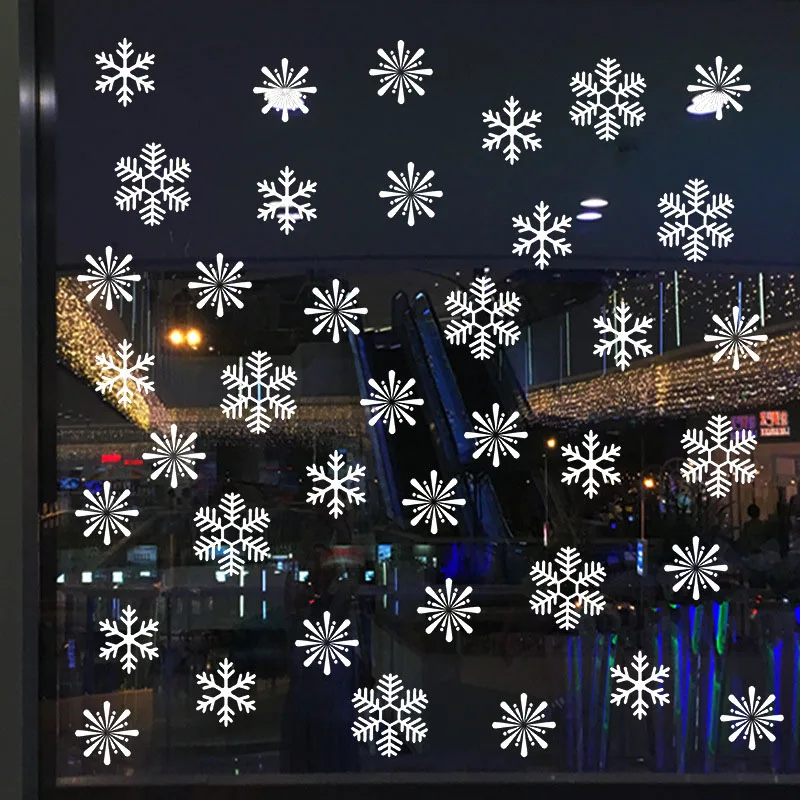 1Set Christmas Snowflake Window Sticker Winter Wall Stickers Kids Room Christmas Decorations for Home New Year Stickers