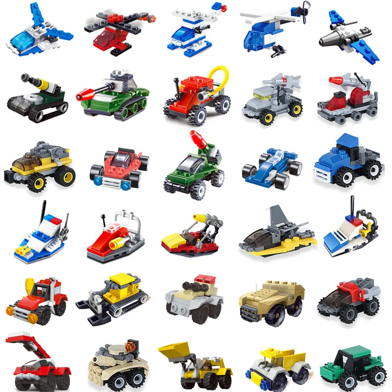 

25pcs Mini Building Blocks Tank Airplane Car accessories Compatible legoingly Technic City Military Bricks Toys for childrens