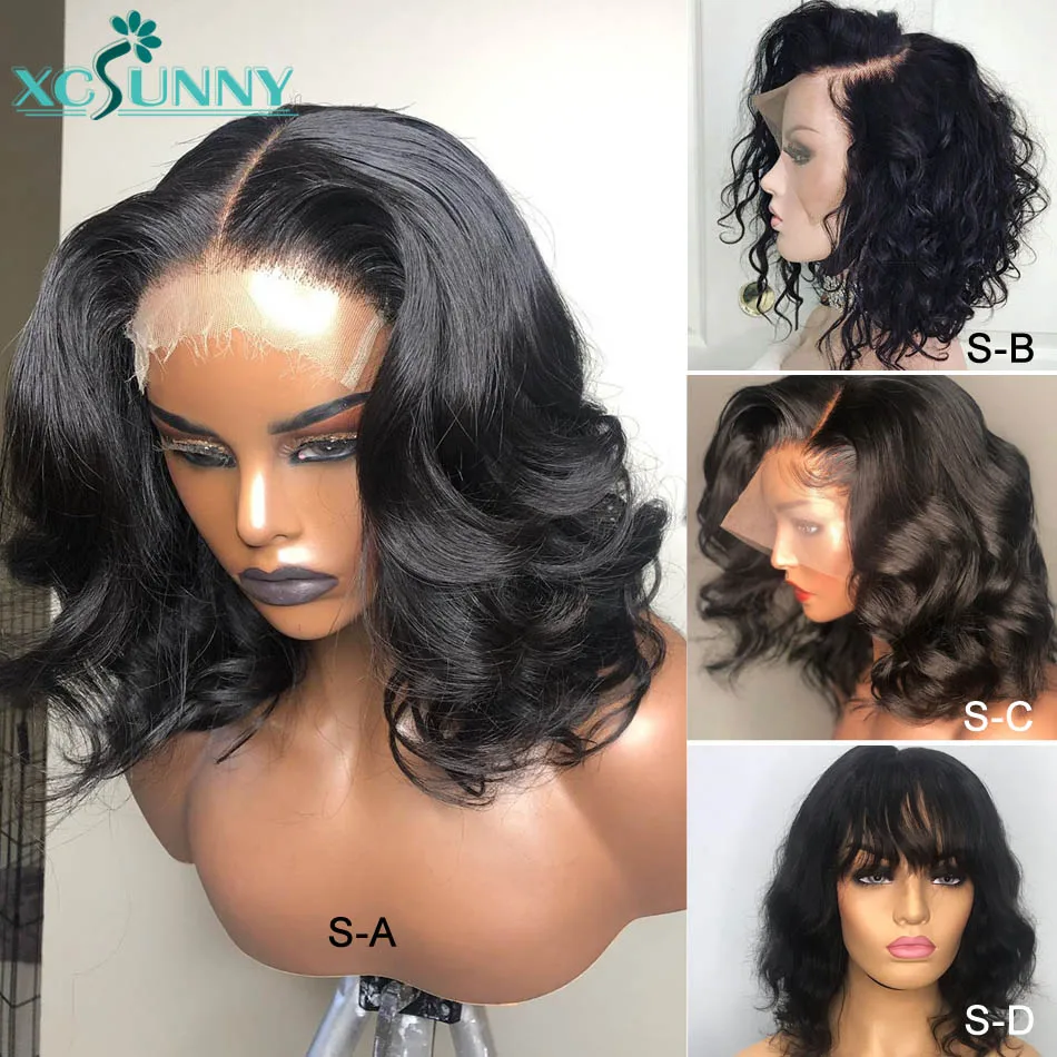

13X6 Loose Deep Wave Short Bob Lace Front Human Hair Wigs 4 Styles Remy Brazilian Water Wave Frontal Wig Pre Plucked Xcsunny