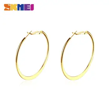 

SKMEI 1 Pair Environmentally Friendly Gold Round Earring For Women Hypoallergenic Gold Rose Large Round Ear Rings Jewelry LKN009