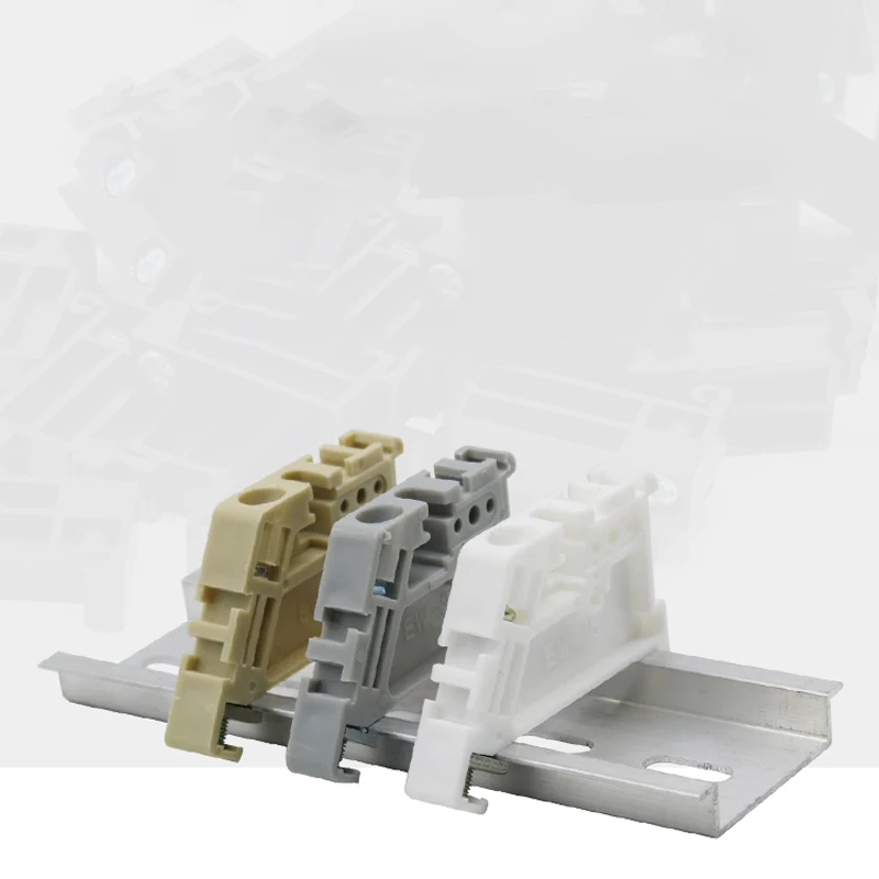 EW-35 universal terminal block end / end stopper DIN rail screw clamp terminal fixing block gray brown white 10pcs batch, din rail terminal block