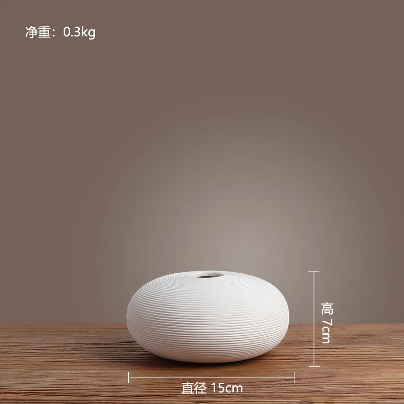 Ceramic Vase Decoration for Tea House Hotel, Zen Style Flower Drying Device, Modern and Simple, Living Room and Porch Decoration 4