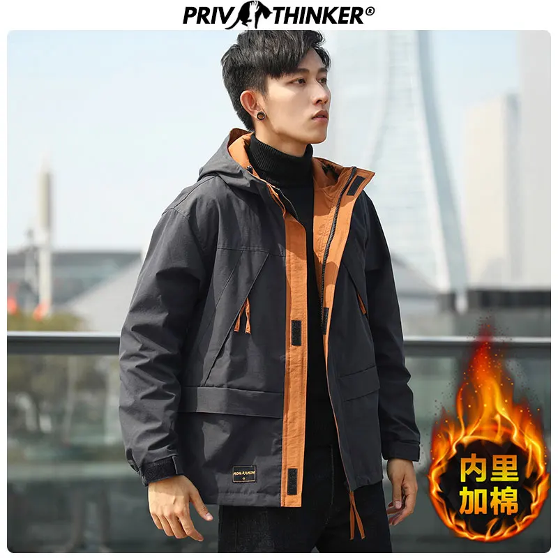 Privathinker 2019 осенняя куртка в стиле сафари Мужская утолщенная зимняя Свободная с