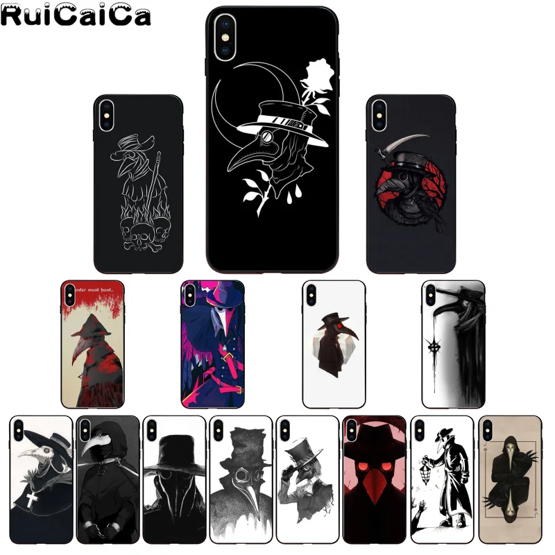 RuiCaiCa чёрный мягкий чехол с изображением Чумного доктора для iPhone 6S 6plus 7 7plus 8 8Plus X Xs