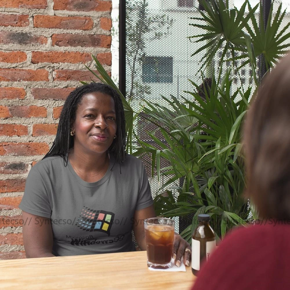 Windows 98 майка футболка Хлопковая фиолетовая женская Street Стиль больших размеров