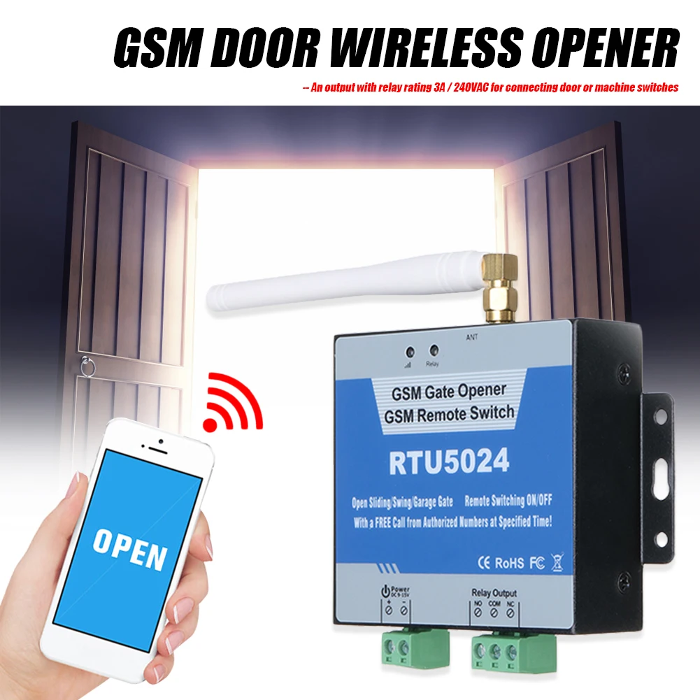 RTU5024 GSM Door Gate Opener Télécommande sans fil interrupteur on/off sans appel SMS 