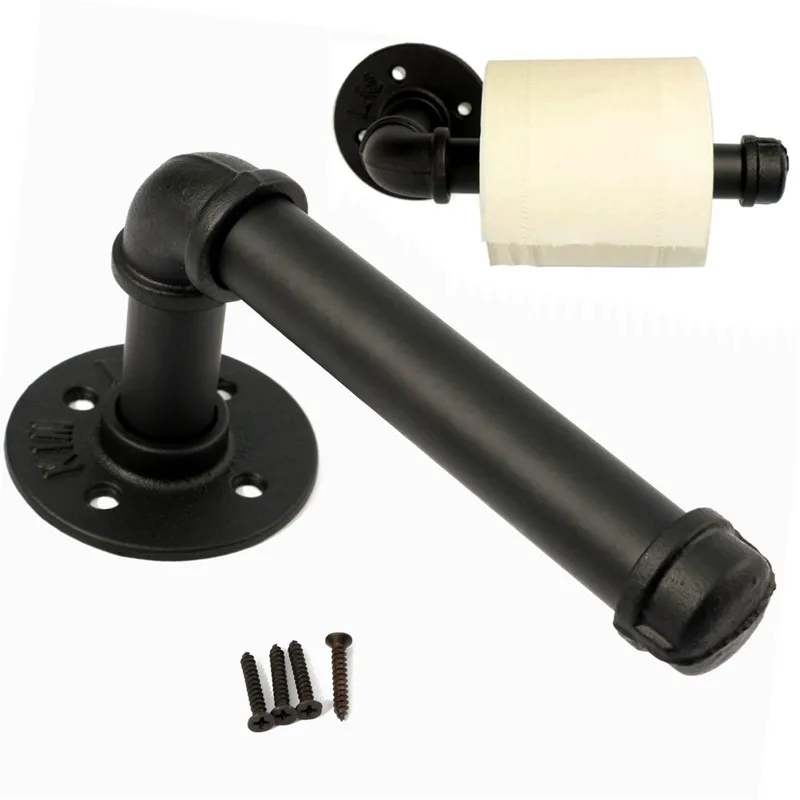 

Towel Rack Roll Shelf Industrial Style Wall Mount Iron Pipeline Vintage Paper Bathroom Toilet Tool Tissue Paper Rack Bath Decor