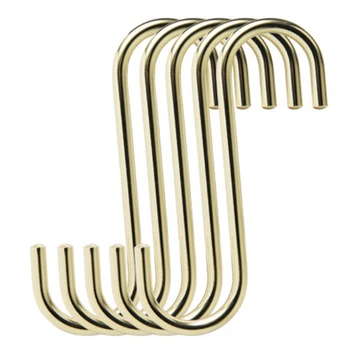 

Gold Iron S Shaped Hooks Hanging Hanger Storage Holder Home Organizer Kitchen Bathroom Tool for Mug Hat Bag Clothes