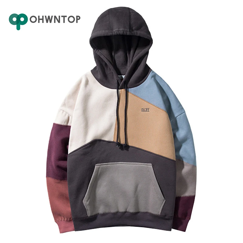 Мужская толстовка с цветными блоками лоскутные флисовые толстовки мужские