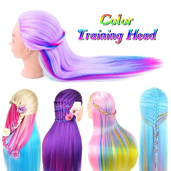 

Professional training head High Temperature Firber Colorful Hair Doll Heads Nice Dummy Hairdresser Mannequin Head Training Head