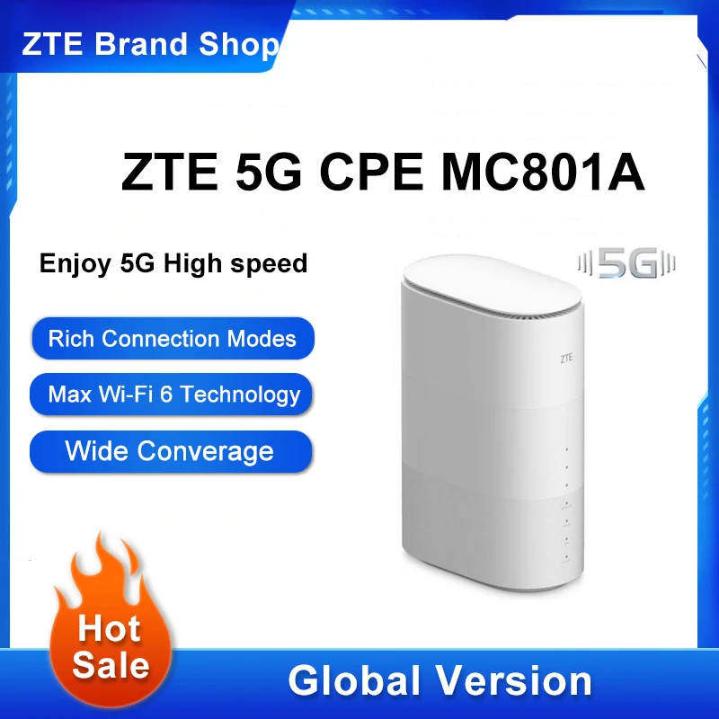 Ban Đầu Phiên Bản Toàn Cầu ZTE MC801A 5G CPE Router Snapdragon X50 Nền Tảng Hỗ Trợ WAN/LAN1 LAN2 WiFi 6 Với thẻ SIM Router WiFi