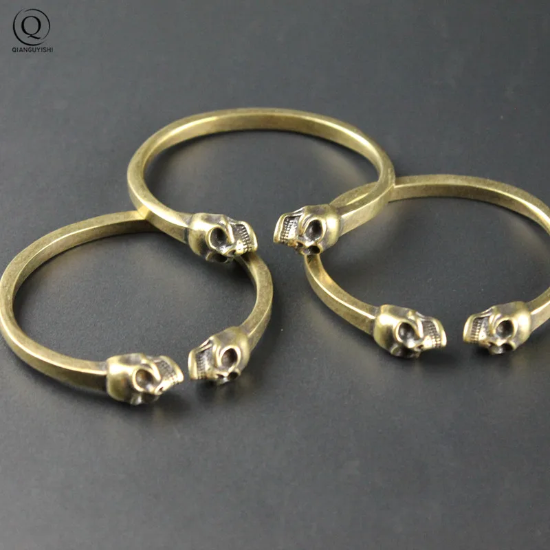Punk Brass Skull Bangle Bracelet