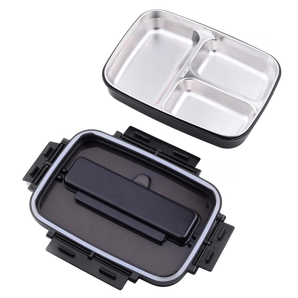 Портативный 304 Нержавеющая Сталь Bento коробка с 3 отсеками Ланч бокс герметичный