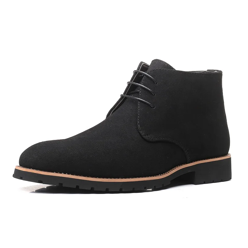 black men boots Мужские ботинки из натуральной кожи размера плюс 39-48 осенне-зимняя Рабочая обувь мужские ботильоны на шнуровке черные, коричневые, синие RXM144 - Цвет: black men boots