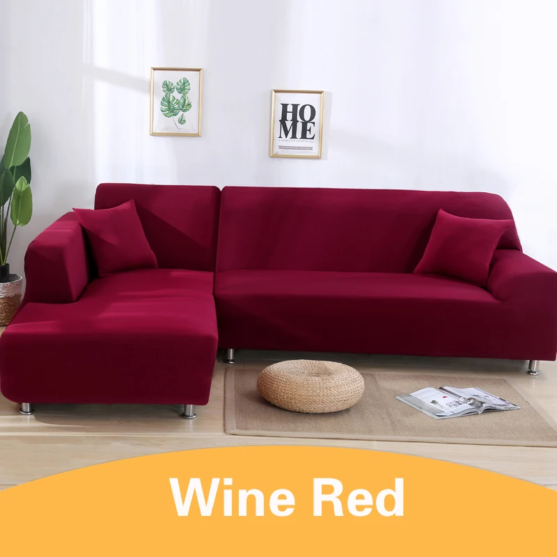 1-4 чехлы для диванов, модные однотонные эластичные чехлы для диванов, мягкие эластичные чехлы для диванов, Защитные чехлы для диванов для гостиной - Цвет: Wine red