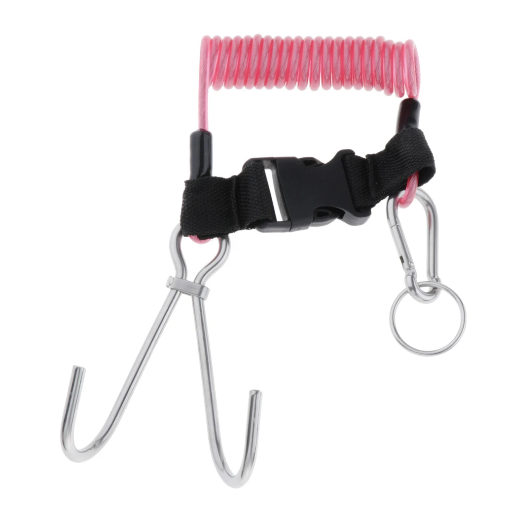 Durable Diving Reef Hook Coil Lanyard Cave Dive Snorkeling Clip Safety Gear Safety Accessories Equipment