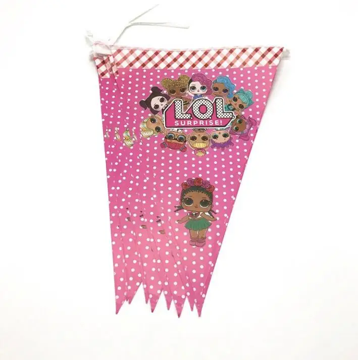 Pennant 10pcs Баннер соломенная Конфета попкорн коробка воздушный шар куклы с сюрпризом дети костюм для празднования дня рождения вечерние принадлежности украшения бумажные чашки тарелка салфетка - Color: Pennant 10pcs