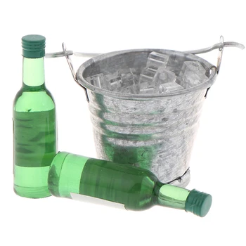 

Dollhouse Miniature Wine Bottle + Cups + Bucket Set for Blyth BJD Doll Food Drinks Play Furniture Kitchen Toy