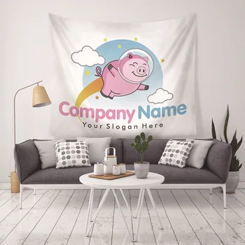 

INS Fresh and Lovely Heat-Little Pig Unicorn Printed Home Tapestry