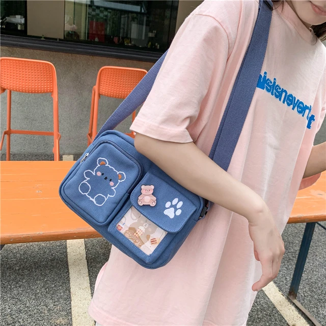 Bolso pequeño de lona para mujer, bolsa pequeña de estilo coreano, de  estilo japonés, suave y bonito perro - AliExpress