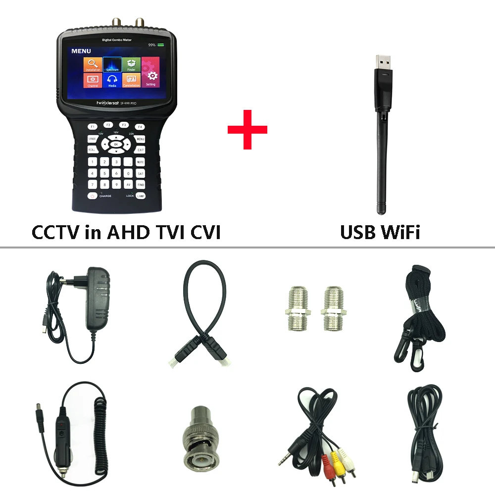 CCTV AHD TVICVI Wifi Twinkler SF-999 ProHD спутниковый искатель комбо DVB-T2 DVBS2 DVB-C 4," экран Поддержка анализатор спектра CCTV камера в AHD TVI CVI - Цвет: CCTV AHD TVICVI Wifi