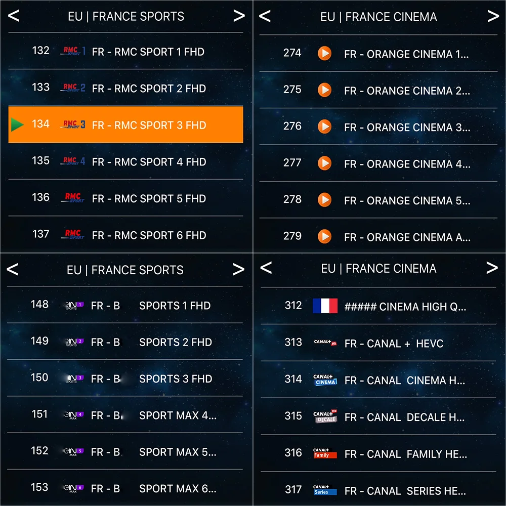 Европа IP tv Франция m3u подписка Канада Французский канал RMC спорт оранжевый кинотеатр для Smart tv Box Android tv IP tv Smarters H96max